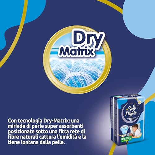 Babylino Safe Nights Boy, Mutandina Assorbente per la Notte per Bambino 8-16 anni (30-50kg), 84 Unità - Funzionalità e accessori