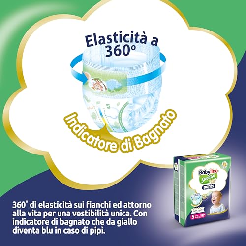 Babylino Sensitive Cotton Soft Pannolini Mutandina Taglia 5, Pants Junior (10-16kg), 120 Unità - Prova pratica