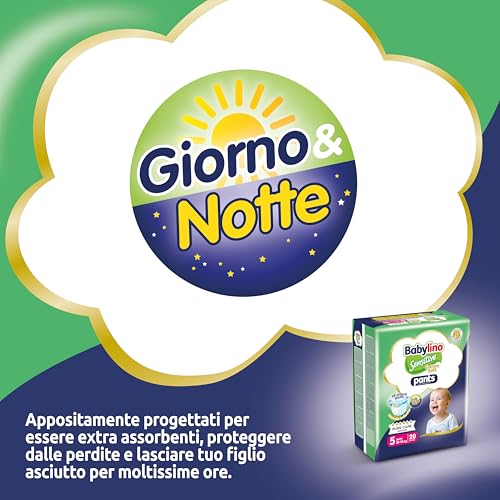 Babylino Sensitive Cotton Soft Pannolini Mutandina Taglia 5, Pants Junior (10-16kg), 120 Unità - Funzionalità e accessori