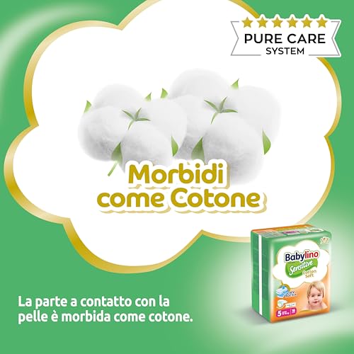 Babylino Sensitive Cotton Soft, Pannolini Taglia 5, Junior (11-16kg), 132 Unità - Prova pratica