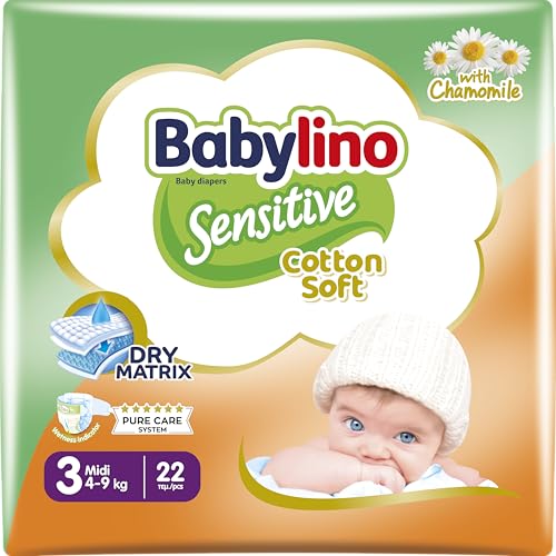 Babylino Sensitive Pannolini Taglia 3, Midi (4-9kg), Bianco, 22 Unità - Design e materiali
