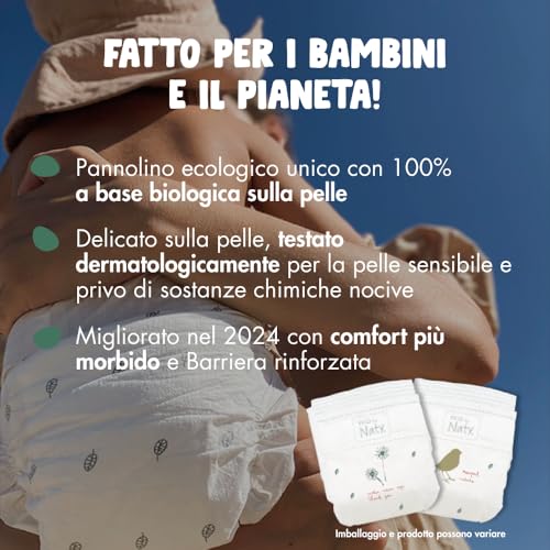 Eco by Naty Pannolini per bambini - Pannolini ecologici a base vegetale, ottimi per la pelle sensibile del bambino e aiutano a evitare le perdite (Taglia 4, 156 unità) - Funzionalità e accessori