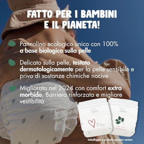Eco by Naty Taglia 1, Pannolini, 2-5kg, Fornitura Di Un Mese, Pannolino Eco Premium A Base Vegetale Con Lo 0% Di Plastica Sulla Pelle, White, Inodore., 100 Unità - Funzionalità e accessori