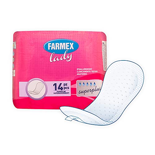 Farmex Pannolino Lady Assorbente Incontinenza – Assorbenza Super Plus con Tecnologia Odor Free per Incontinenza Leggera e Moderata– Delicato ed Asciutto sulla Pelle (14 pz) - Design e materiali