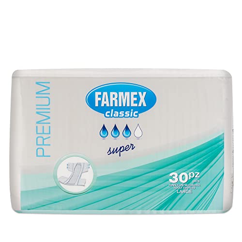 Farmex - Pannoloni per anziani e adulti- Pannolone a Mutandina Premium Assorbenza SUPER - Super Assorbente, Latex-Free, Traspirante e Anallergico - Delicato sulla Pelle - Taglia L, 30 Pezzi - Prova pratica
