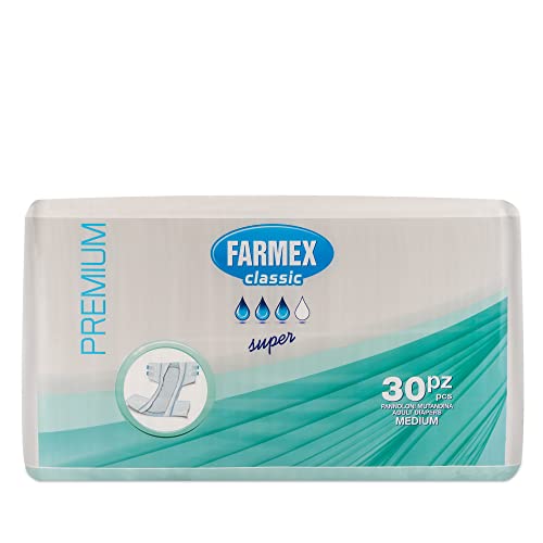 Farmex - Pannoloni per anziani e adulti- Pannolone a Mutandina Premium Assorbenza SUPER - Super Assorbente, Latex-Free, Traspirante e Anallergico - Delicato sulla Pelle - Taglia M, 30 Pezzi - Prova pratica