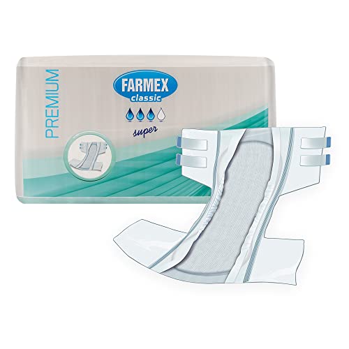 Farmex - Pannoloni per anziani e adulti- Pannolone a Mutandina Premium Assorbenza SUPER - Super Assorbente, Latex-Free, Traspirante e Anallergico - Delicato sulla Pelle - Taglia M, 30 Pezzi - Design e materiali