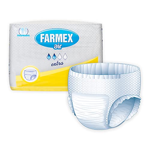 Farmex - Pannoloni per anziani e adulti- PANTS Mutanda Assorbenza EXTRA - TNT Super Assorbente, Latex-Free, Traspirante e Anallergico - Delicato sulla Pelle - Taglia XL - 14 Pezzi - Prova pratica