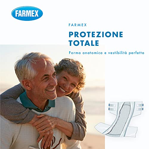 Farmex - Pannoloni per Incontinenza per Adulti - Dermatologicamente Testato, Latex-Free, Anallergico, Doppio Strato Assorbente - Pannolone PREMIUM Assorbenza EXTRA - Taglia L - 30 Pezzi - Funzionalità e accessori