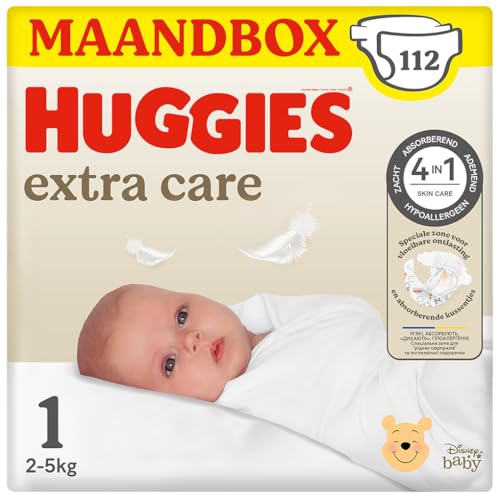 Huggies Bebè Extra Care Pannolini, Taglia 1 (2-5 kg), 4 x 28 unità - Design e materiali
