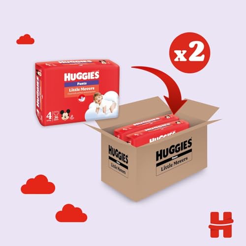 Huggies Little Movers Pannolini Mutandina Taglia 4 (9-14 Kg), Ultra assorbente, Protezione completa, 72 Pz - Funzionalità e accessori