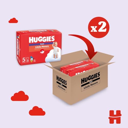 Huggies Little Movers Pannolini Mutandina Taglia 5 (12-17 Kg), Ultra assorbente, Protezione completa, 68 Pz - Funzionalità e accessori