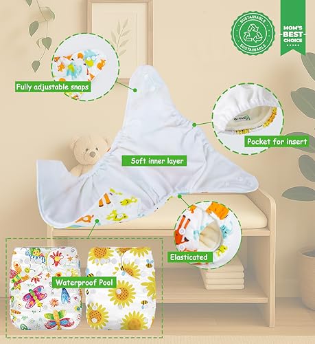 Kolo – Set 2 Pannolini Lavabili Riutilizzabili per Neonati e Bambini + 2 Inserti Assorbenti in Bambù | Taglia Regolabile, Unisex, 100% Ecologici | Fantasia Bee&Butterfly - Prova pratica