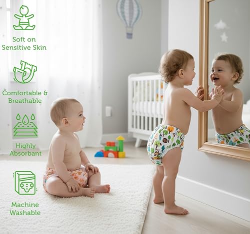 Kolo – Set 2 Pannolini Lavabili Riutilizzabili per Neonati e Bambini + 2 Inserti Assorbenti in Bambù | Taglia Regolabile, Unisex, 100% Ecologici | Fantasia Bee&Butterfly - Dettaglio recensione 4