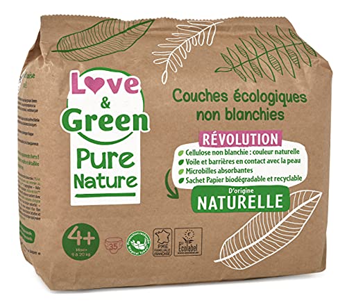 Love & Green Pure Nature Pack de 210 Pannolini Ecologici non Sbiancati T4+ x 35 (9-20 kg) - Prova pratica