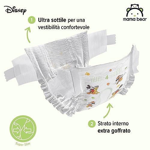 Marchio Amazon - Mama Bear Disney Pannolini ultra asciutti, Taglia 4 (8-14 kg), Bianchi, 168 Unità, 2 Confezione da 84, PACCO MENSILE - Prova pratica