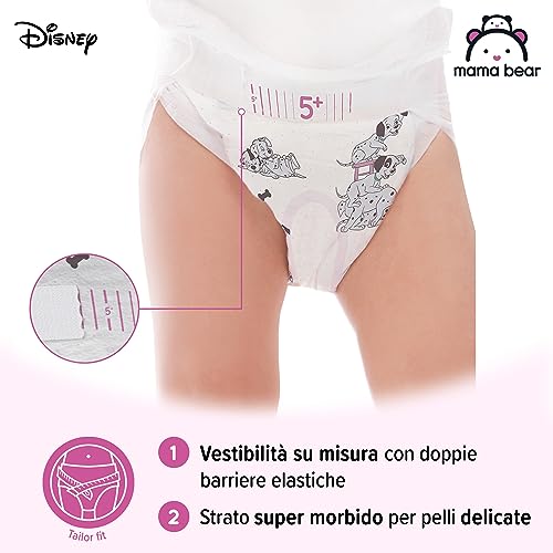 Marchio Amazon - Mama Bear Disney Pannolini ultra-asciutti, Taglia 5+ (11-17 kg), Bianco, 144 Unità, 2 Confezioni da 72, PACCO MENSILE - Funzionalità e accessori