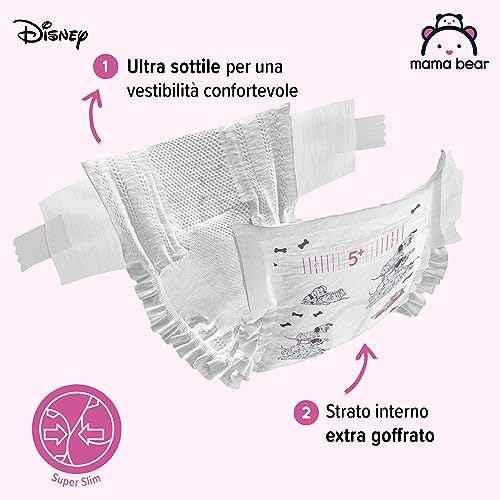 Marchio Amazon - Mama Bear Disney Pannolini ultra-asciutti, Taglia 5+ (11-17 kg), Bianco, 72 Unità - Prova pratica