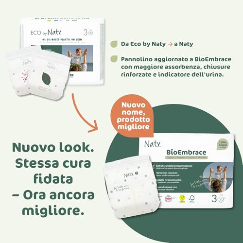 Naty BioEmbrace Pannolini per Bambini Taglia 3 (4–9 kg) | 100% a base vegetale sulla Pelle | Morbidezza vegetale, Dermatologicamente Testati, Super Assorbenti| 100 Pezzi - Dettaglio recensione 4