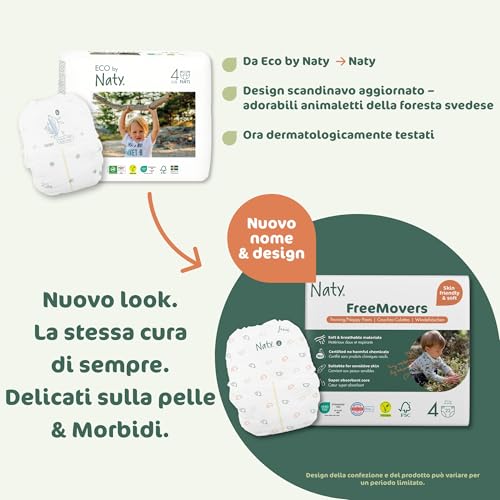 Naty FreeMovers Pannolino a Mutandina | Mutandino Certificato per Pelli Sensibili | Morbido, Senza Profumo | Assorbente & Anti-Perdite | Unisex Bambino & Bimbo | Taglia 4 (8–15 kg), 22 Pezzi - Prova pratica