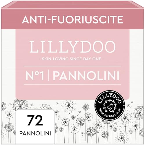 Pannolini LILLYDOO delicati sulla pelle - taglia 1 (2-5 kg), pacco scorta (72 unità), protezione contro le fuoriuscite, morbidi, senza profumi & lozioni e dermatologicamente testati - Design e materiali