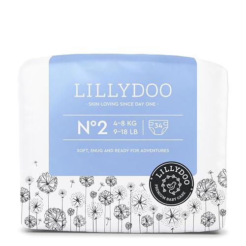 Pannolini LILLYDOO delicati sulla pelle - taglia 2 (4-8 kg), 34 unità, protezione contro le fuoriuscite, morbidi, senza profumi & lozioni e dermatologicamente testati - Design e materiali